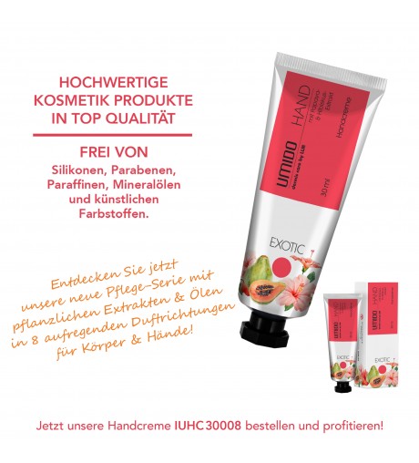 1x UMIDO Hand-Creme 30 ml Papaya-Extrakt & Hibiskus-Extrakt | ohne Parabene | Creme | Pflegecreme | Handlotion | Hautpflege