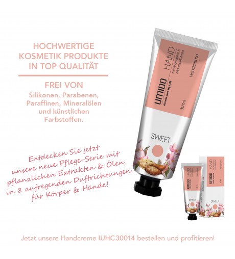 1x UMIDO Hand-Creme 30 ml Mandelöl & Mandel-Extrakt | ohne Parabene | Creme | Pflegecreme | Handlotion | Hautpflege